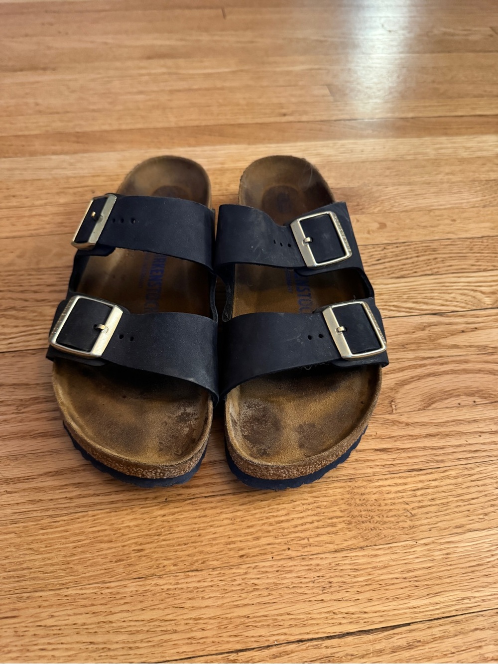 Birkenstock Arizona Soft Footbed Navy Oiled Leather Sandals 40 Narrow